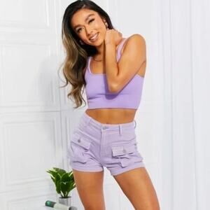 Judy Blue Women's Lavender Garment Dyed Hi-Rise Shorts  -  Size:  XL